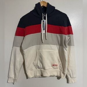 NWT Marine Layer Netflix Colorblock Hoodie for Men - Red, Gray, and Cream XS